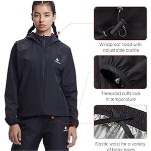 Hotsuit women's sauna suit sweat jacket and pants set black XL